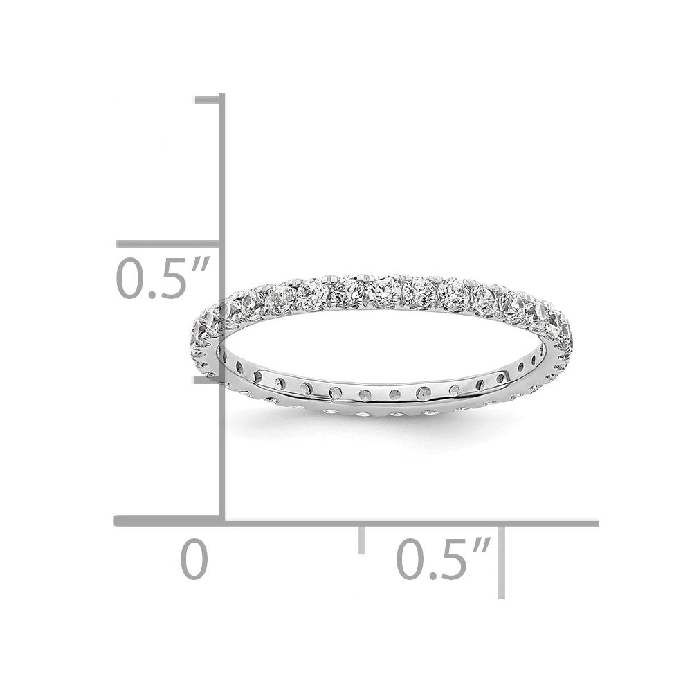 Solid Real 14k White Gold Polished U Shared Prong 1/2ct CZ Eternity Wedding Band Ring