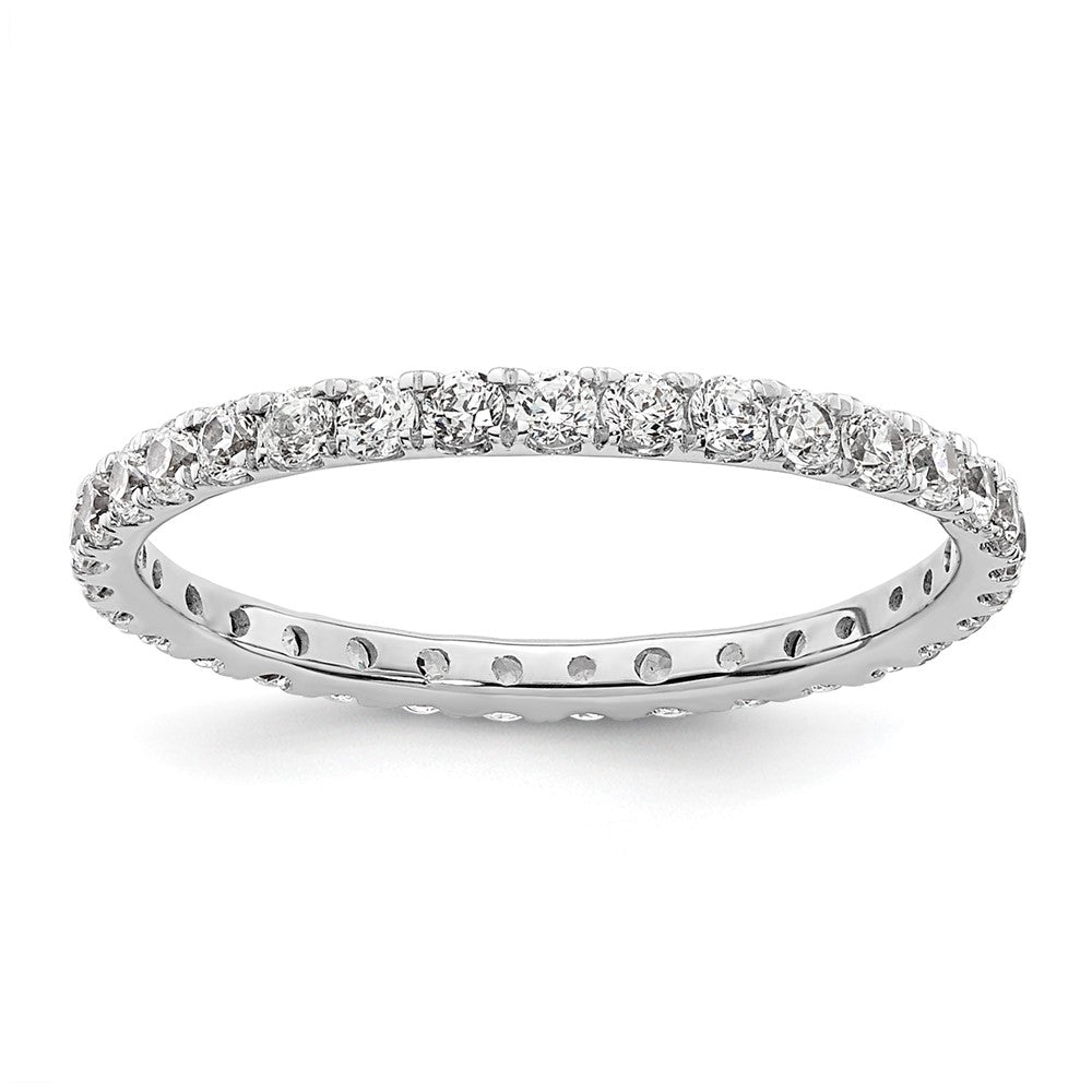 Solid Real 14k White Gold Polished U Shared Prong 1/2ct CZ Eternity Wedding Band Ring