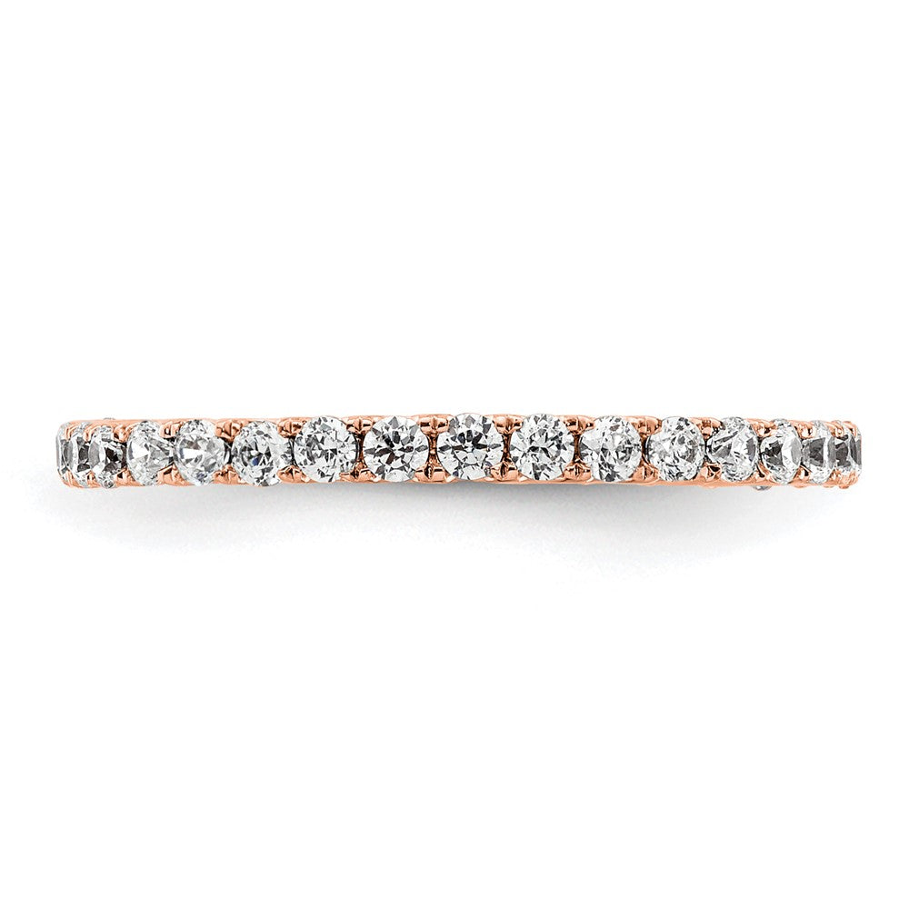 Solid Real 14k Rose Gold Polished U Shared Prong 1/2ct CZ Eternity Wedding Band Ring