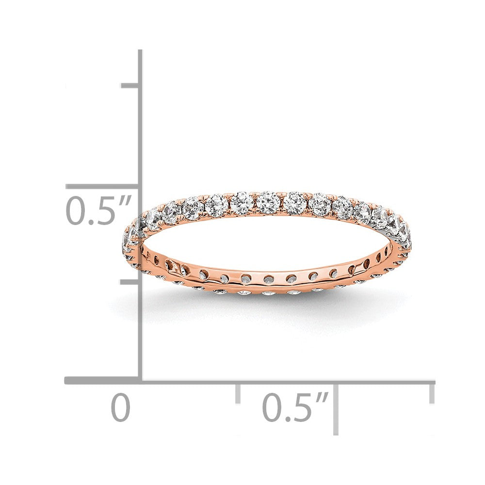 Solid Real 14k Rose Gold Polished U Shared Prong 1/2ct CZ Eternity Wedding Band Ring