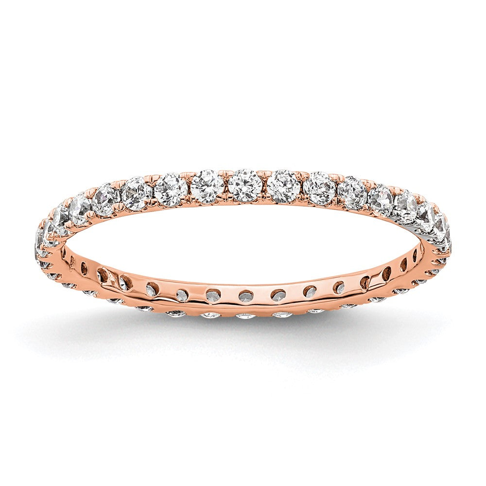 Solid Real 14k Rose Gold Polished U Shared Prong 1/2ct CZ Eternity Wedding Band Ring