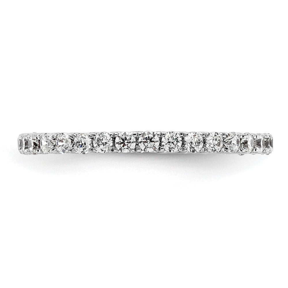 Solid Real 14k White Gold Polished U Shared Prong 1/2ct CZ Eternity Wedding Band Ring