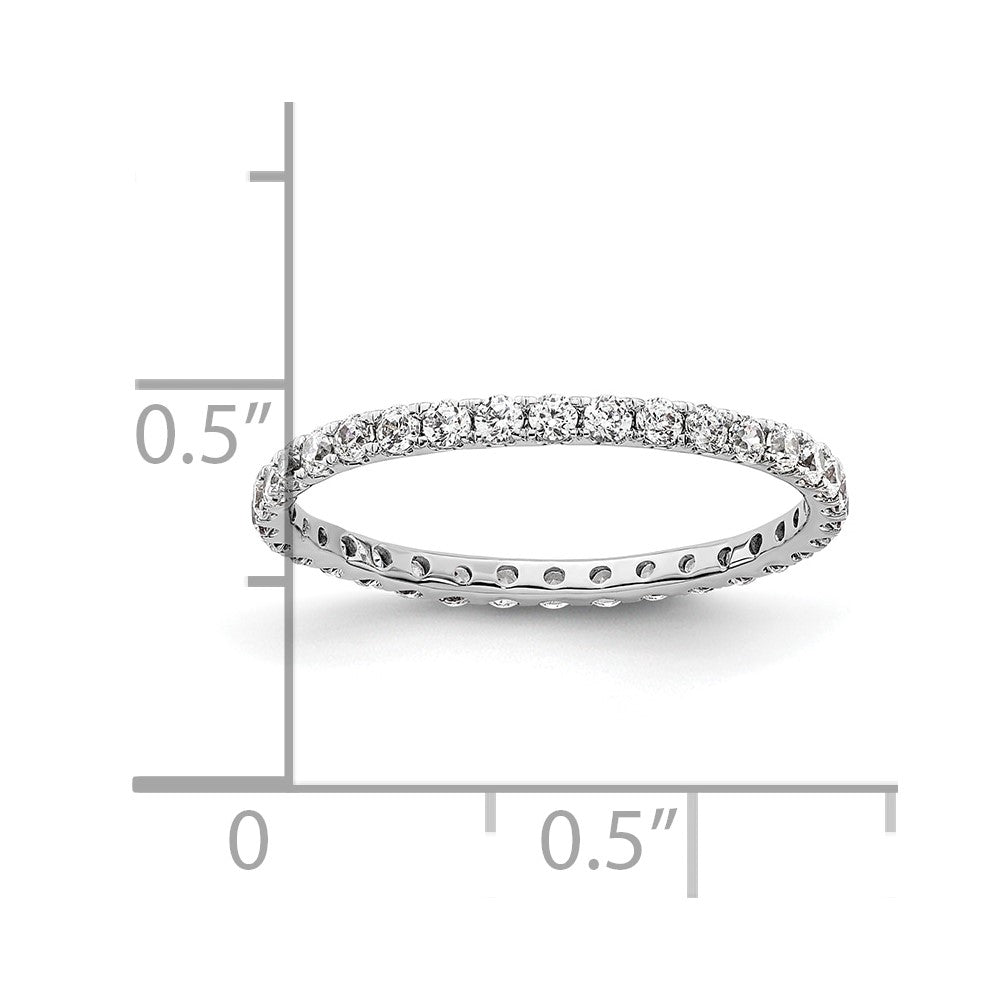 Solid Real 14k White Gold Polished U Shared Prong 1/2ct CZ Eternity Wedding Band Ring