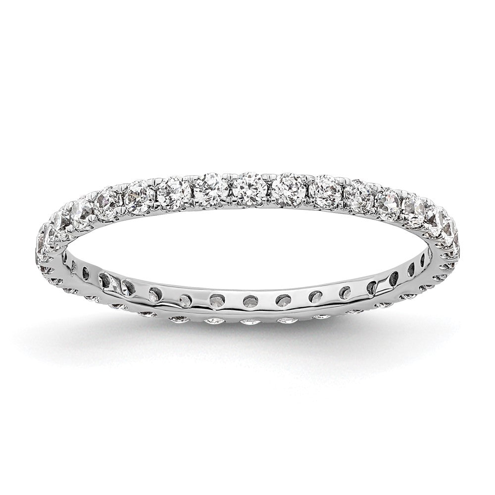 Solid Real 14k White Gold Polished U Shared Prong 1/2ct CZ Eternity Wedding Band Ring