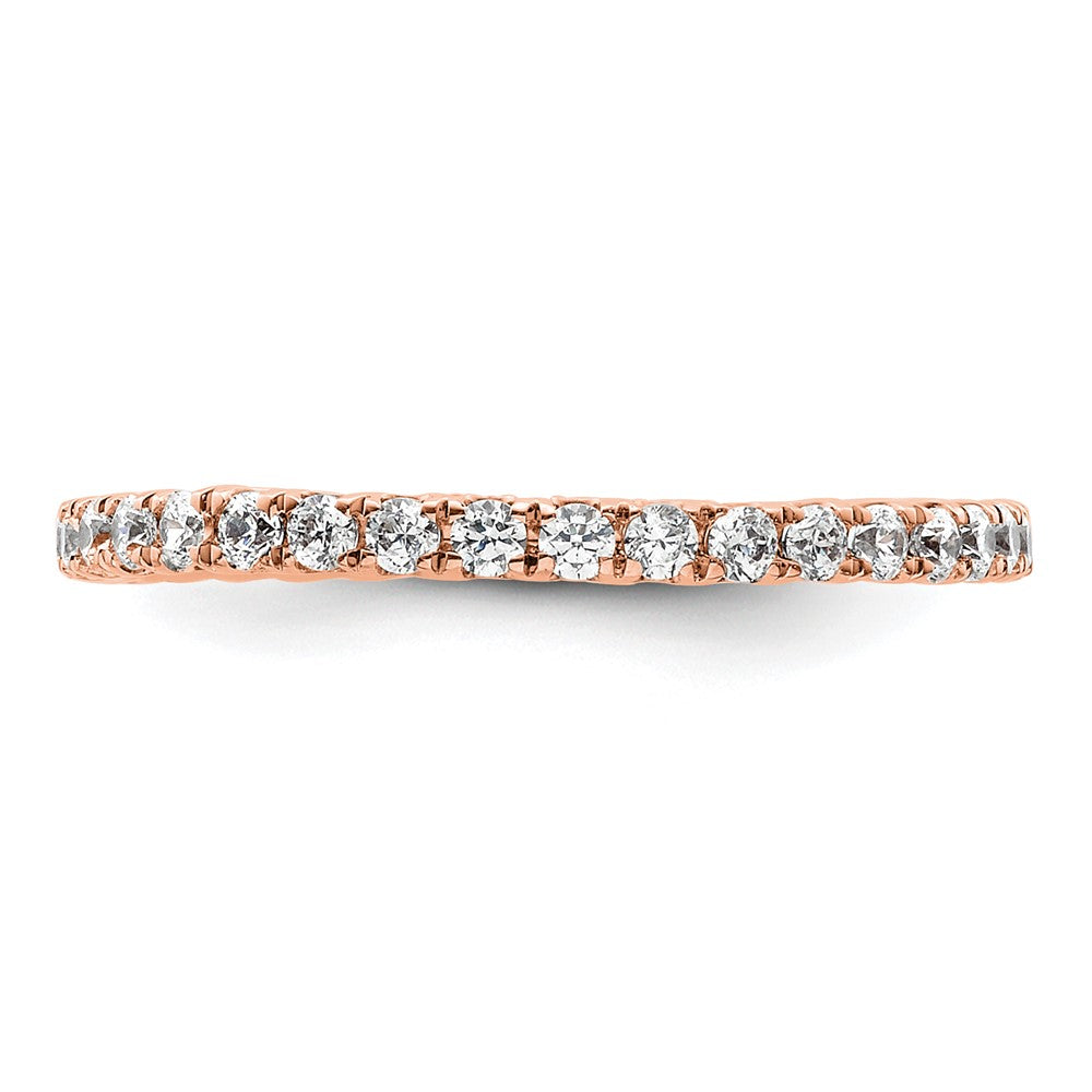 Solid Real 14k Rose Gold Polished U Shared Prong 1/2ct CZ Eternity Wedding Band Ring