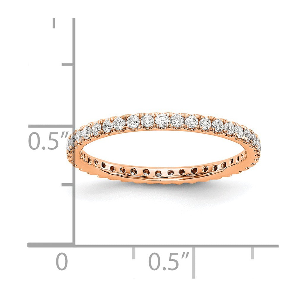 Solid Real 14k Rose Gold Polished U Shared Prong 1/2ct CZ Eternity Wedding Band Ring