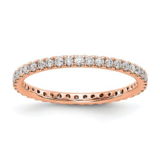 Solid Real 14k Rose Gold Polished U Shared Prong 1/2ct CZ Eternity Wedding Band Ring