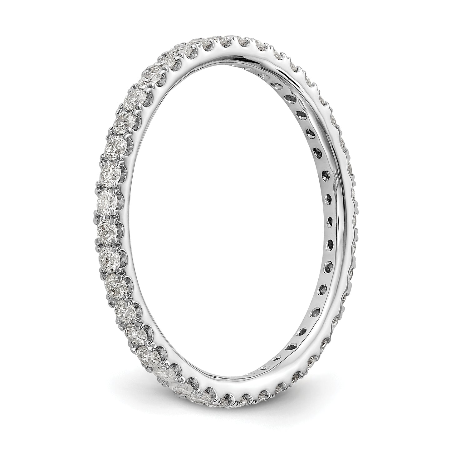 Solid Real 14k White Gold Polished U Shared Prong 1/2ct CZ Eternity Wedding Band Ring