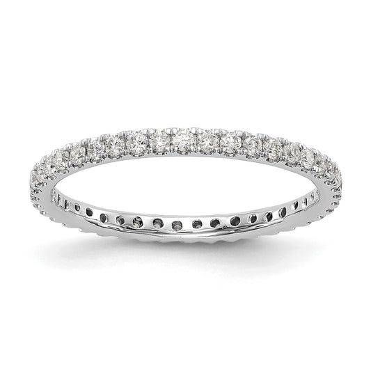 Solid Real 14k White Gold Polished U Shared Prong 1/2ct CZ Eternity Wedding Band Ring