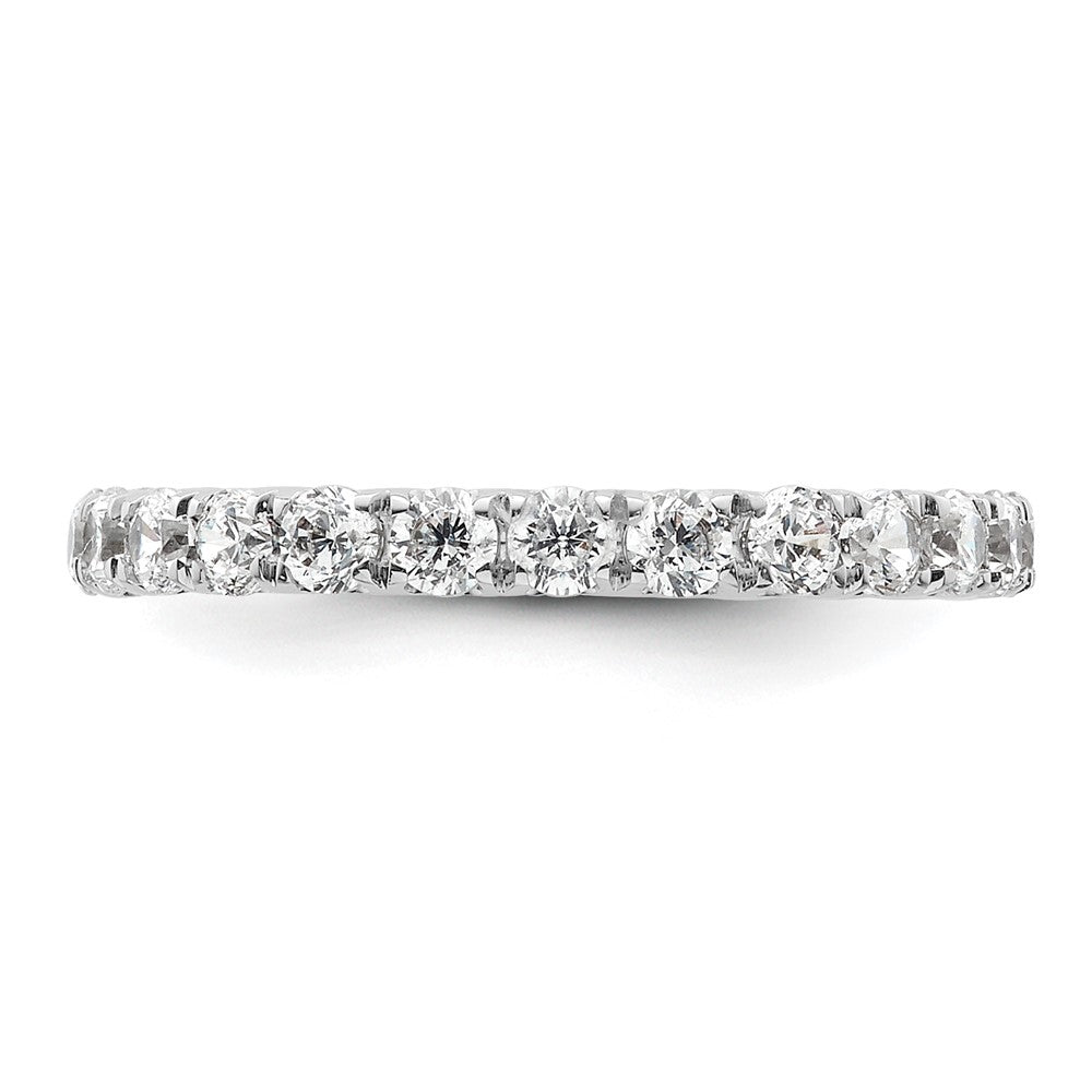 Solid Real 14k White Gold Polished U Shared Prong 1ct CZ Eternity Wedding Band Ring