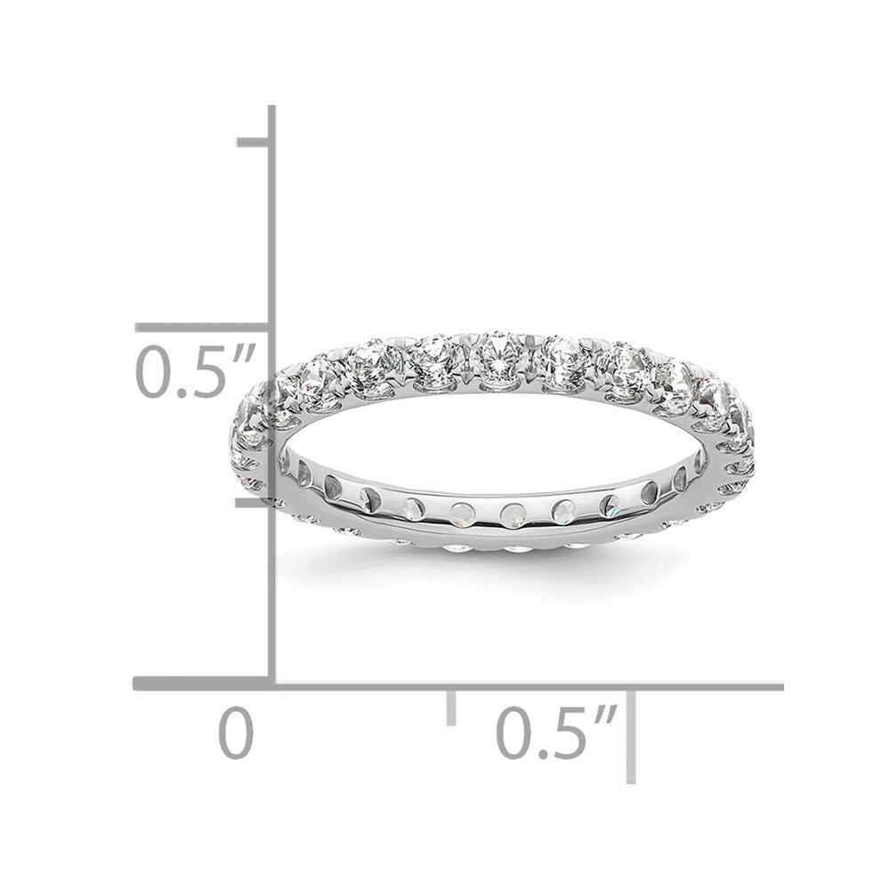 Solid Real 14k White Gold Polished U Shared Prong 1ct CZ Eternity Wedding Band Ring