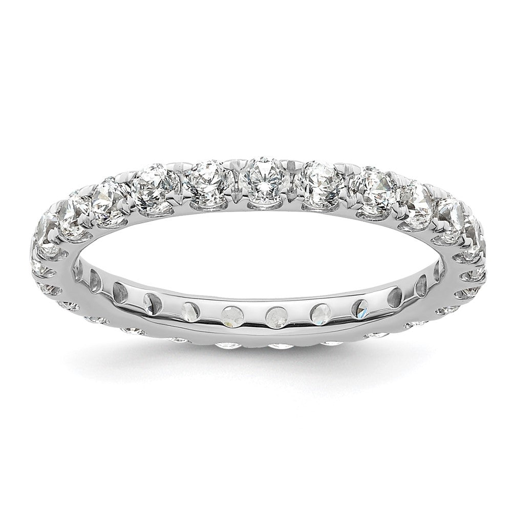 Solid Real 14k White Gold Polished U Shared Prong 1ct CZ Eternity Wedding Band Ring