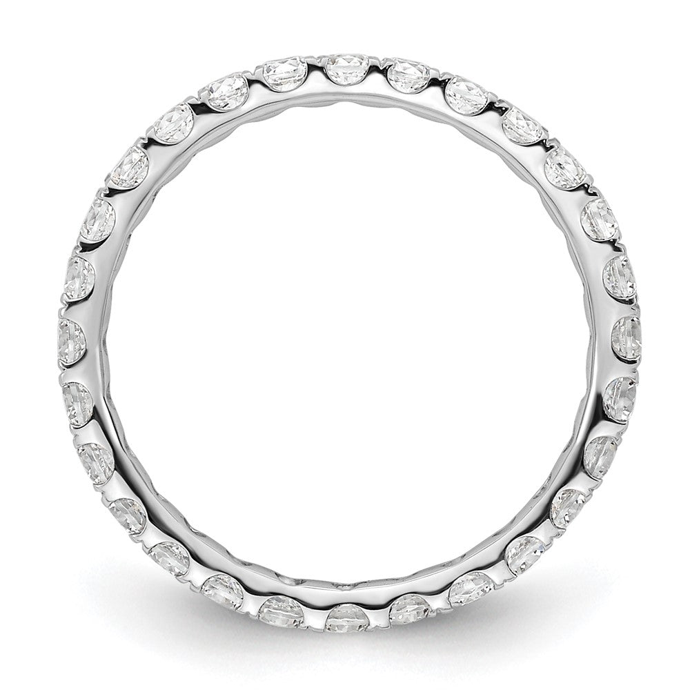 Solid Real 14k White Gold Polished U Shared Prong 1ct CZ Eternity Wedding Band Ring