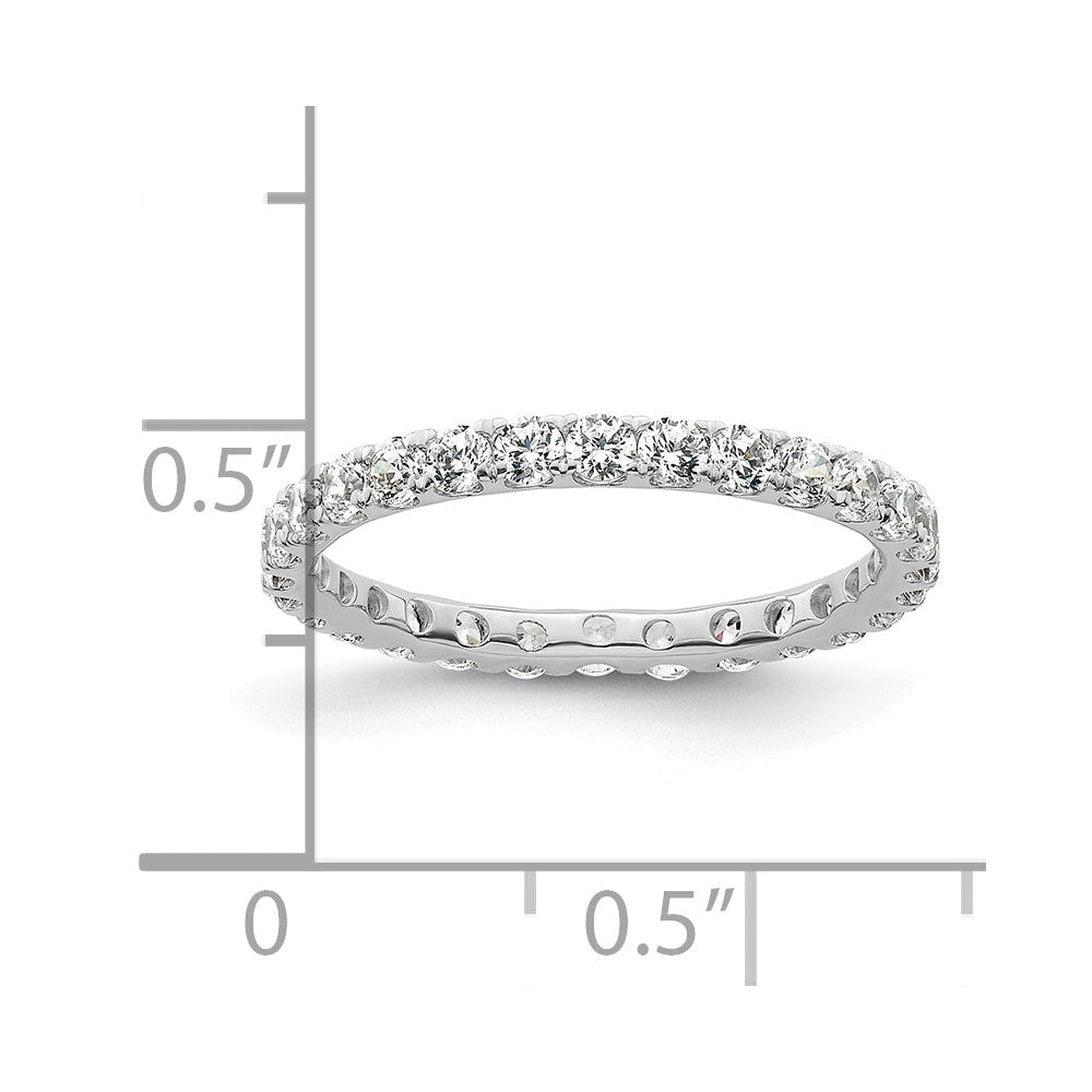 Solid Real 14k White Gold Polished U Shared Prong 1ct CZ Eternity Wedding Band Ring