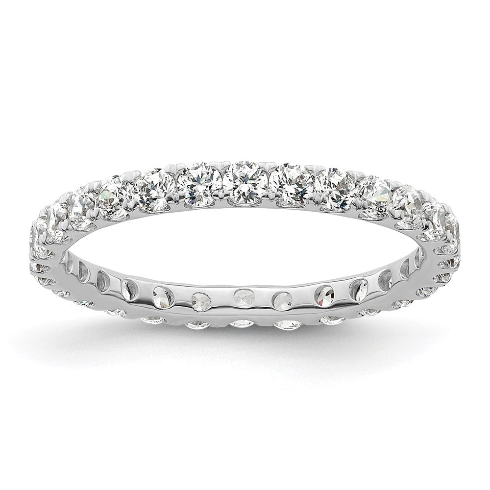 Solid Real 14k White Gold Polished U Shared Prong 1ct CZ Eternity Wedding Band Ring