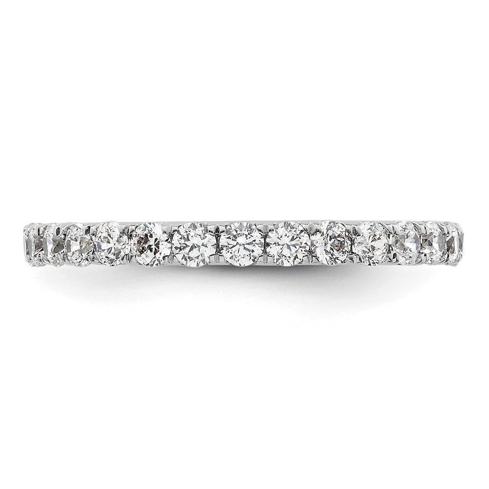 Solid Real 14k White Gold Polished U Shared Prong 1ct CZ Eternity Wedding Band Ring