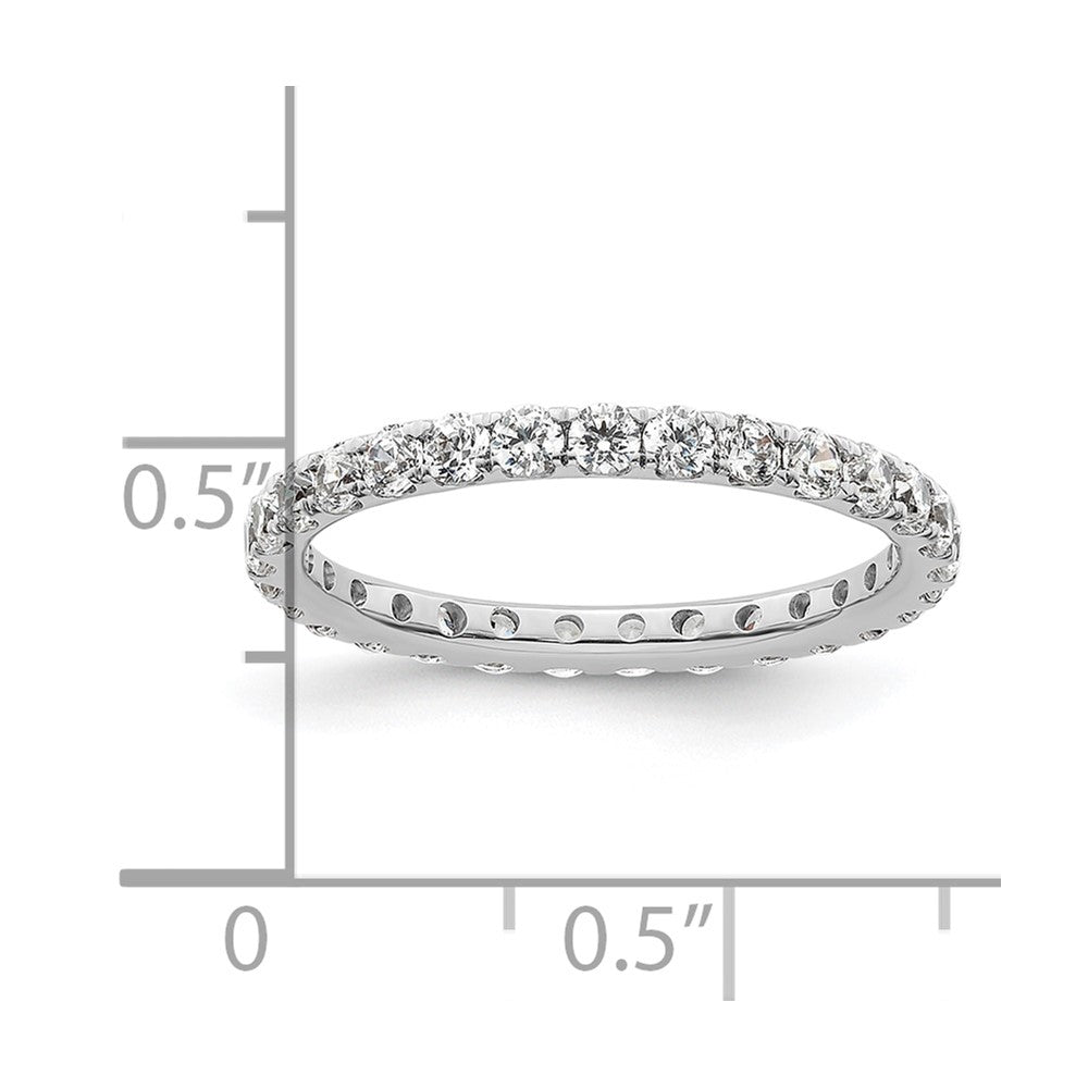 Solid Real 14k White Gold Polished U Shared Prong 1ct CZ Eternity Wedding Band Ring