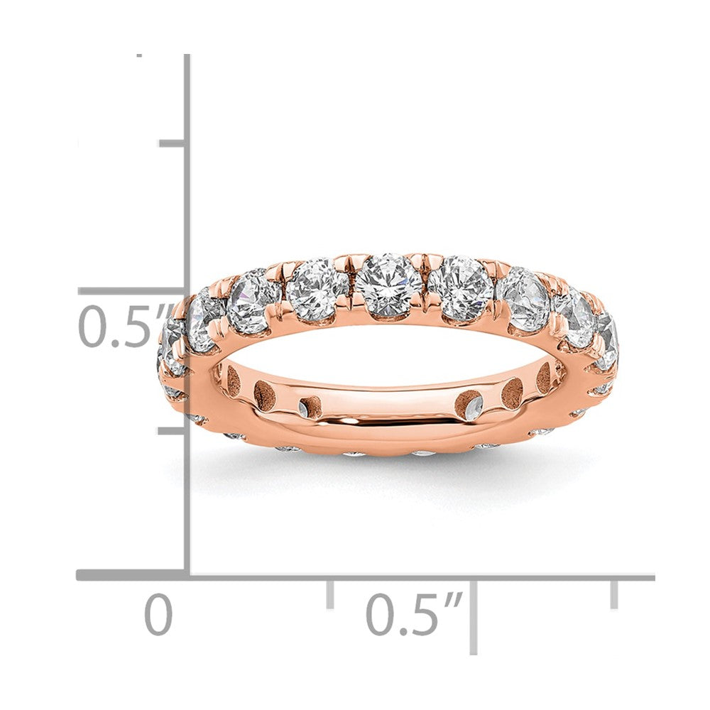 Solid Real 14k Rose Gold Polished U Shared Prong 2ct CZ Eternity Wedding Band Ring