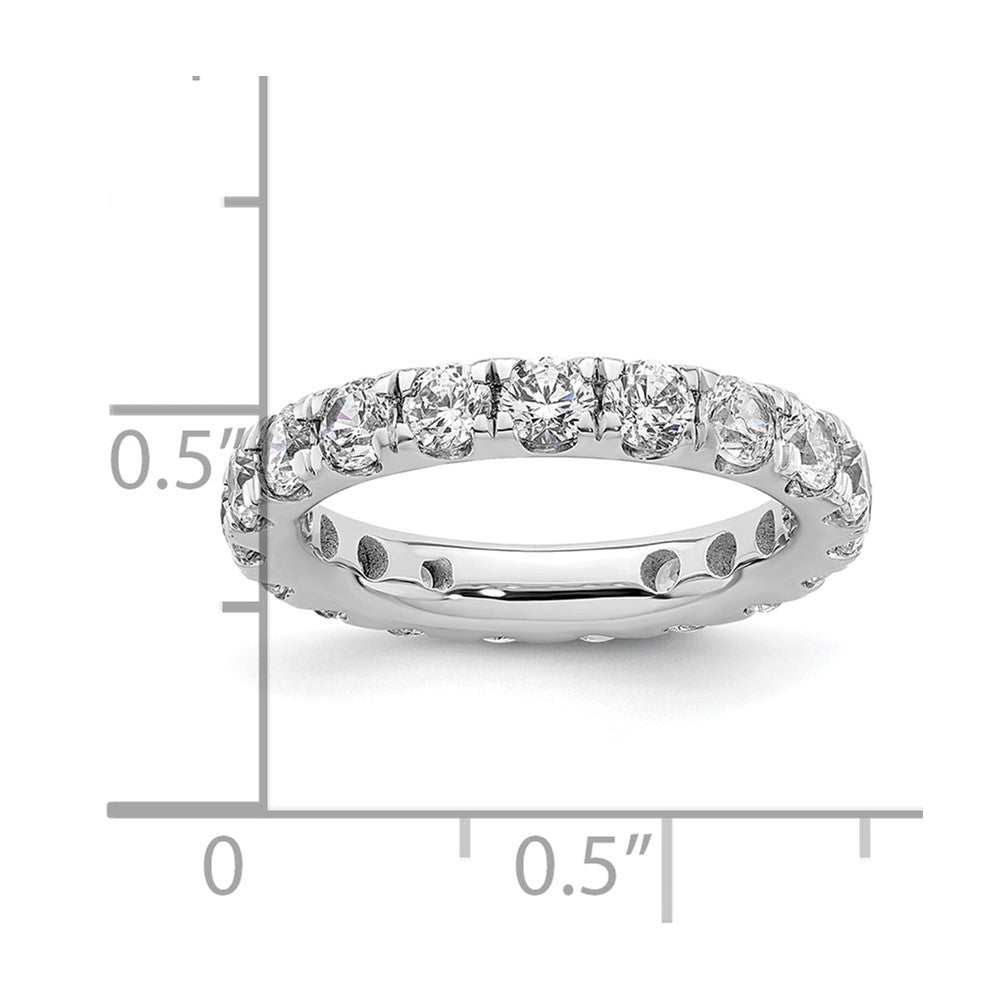 Solid Real 14k White Gold Polished U Shared Prong 2ct CZ Eternity Wedding Band Ring