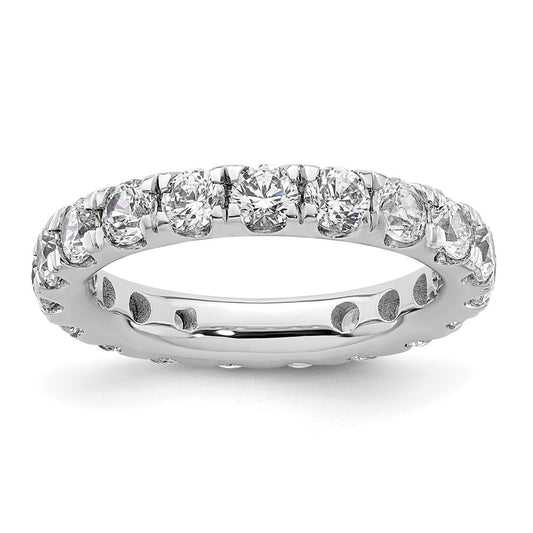 Solid Real 14k White Gold Polished U Shared Prong 2ct CZ Eternity Wedding Band Ring