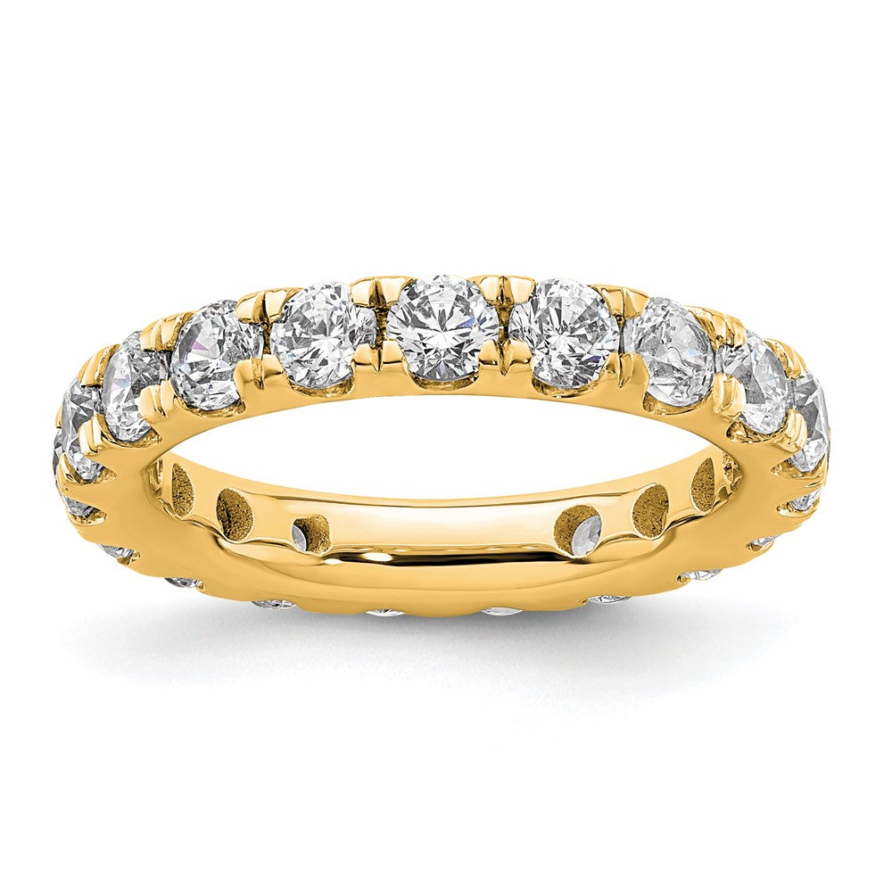 Solid Real 14k Polished U Shared Prong 2ct CZ Eternity Wedding Band Ring