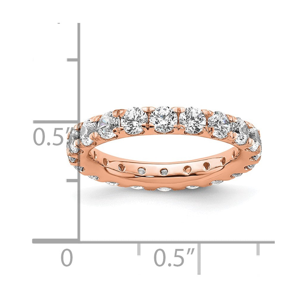 Solid Real 14k Rose Gold Polished U Shared Prong 2ct CZ Eternity Wedding Band Ring