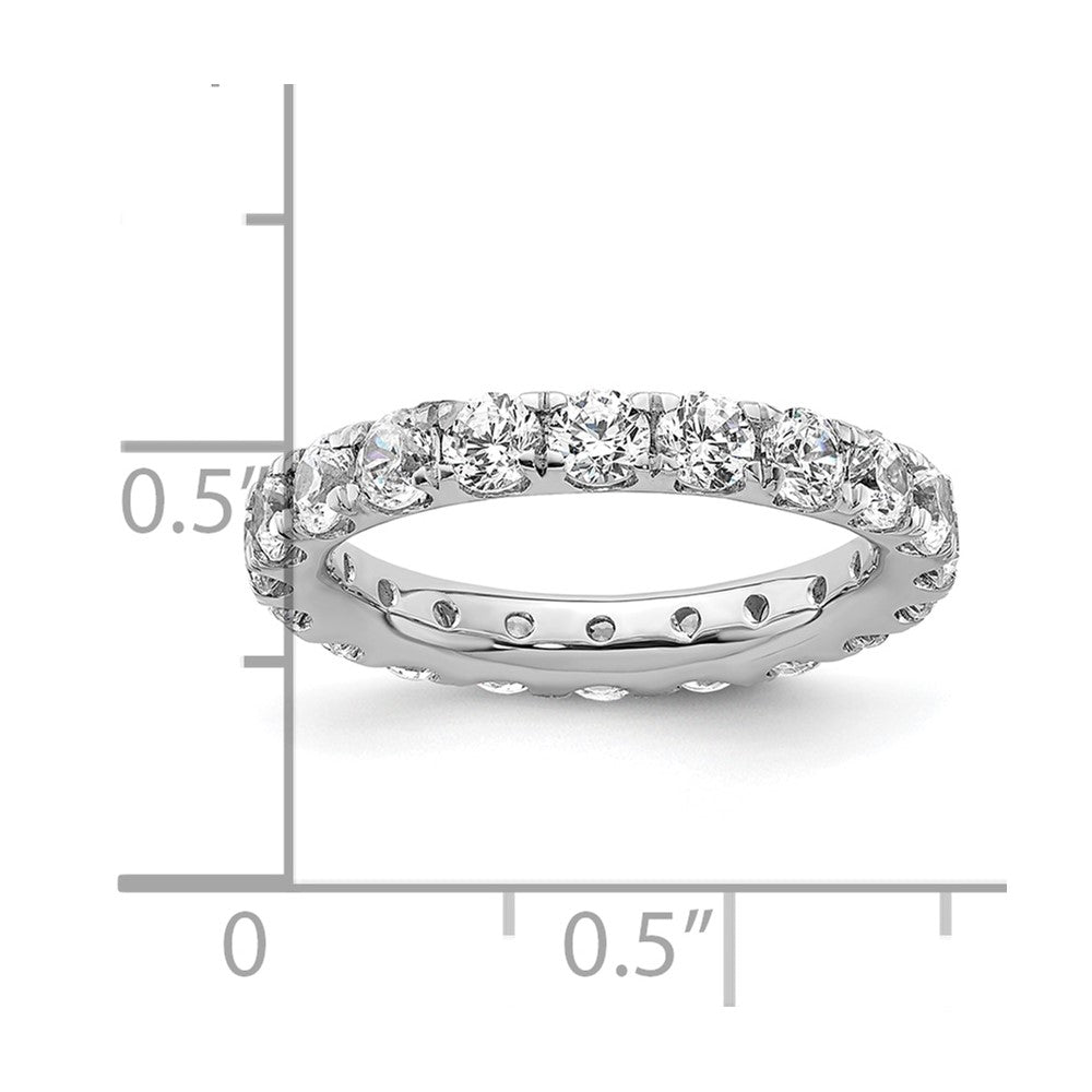 Solid Real 14k White Gold Polished U Shared Prong 2ct CZ Eternity Wedding Band Ring