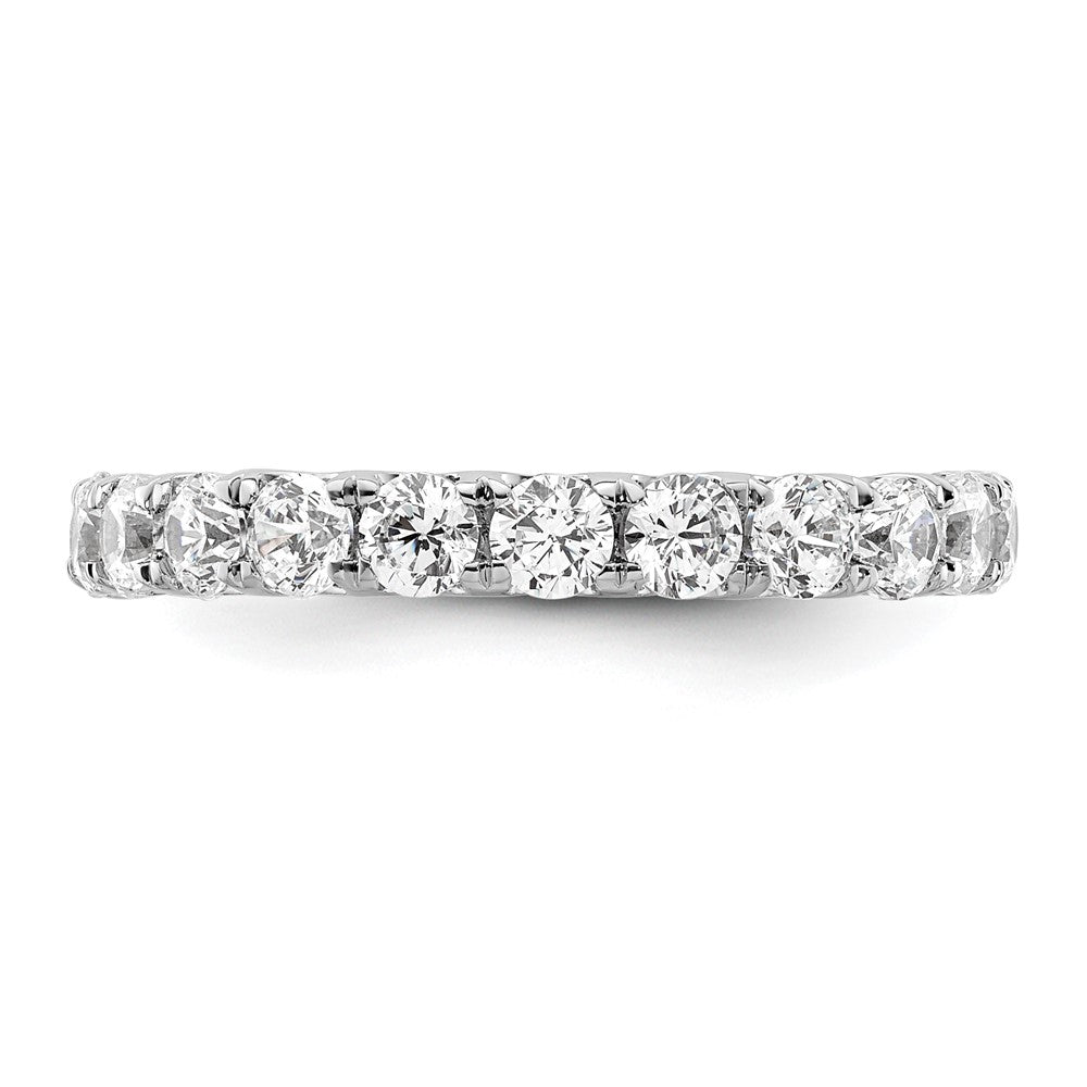 Solid Real 14k White Gold Polished U Shared Prong 2ct CZ Eternity Wedding Band Ring