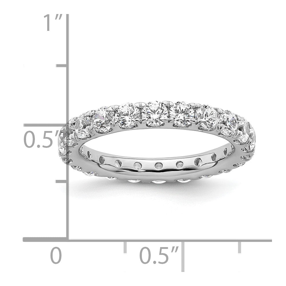 Solid Real 14k White Gold Polished U Shared Prong 2ct CZ Eternity Wedding Band Ring