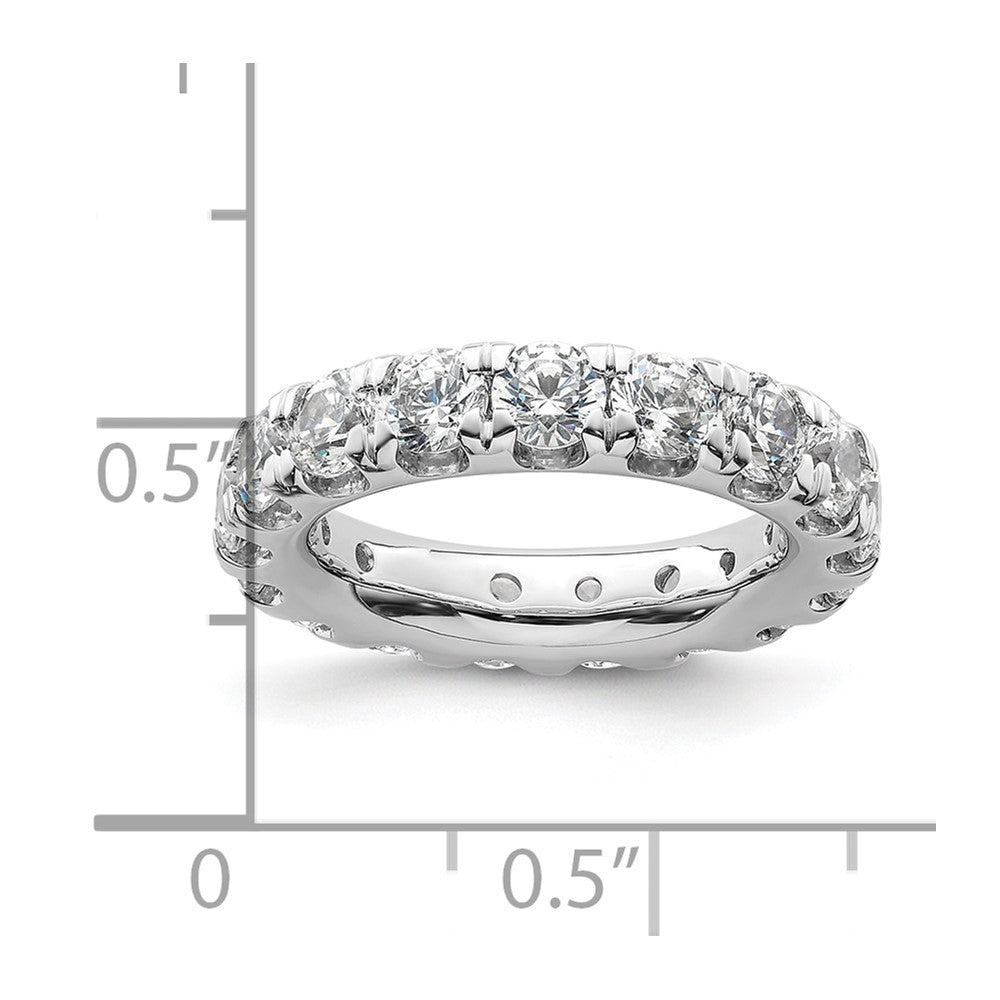 Solid Real 14k White Gold Polished U Shared Prong 3ct CZ Eternity Wedding Band Ring