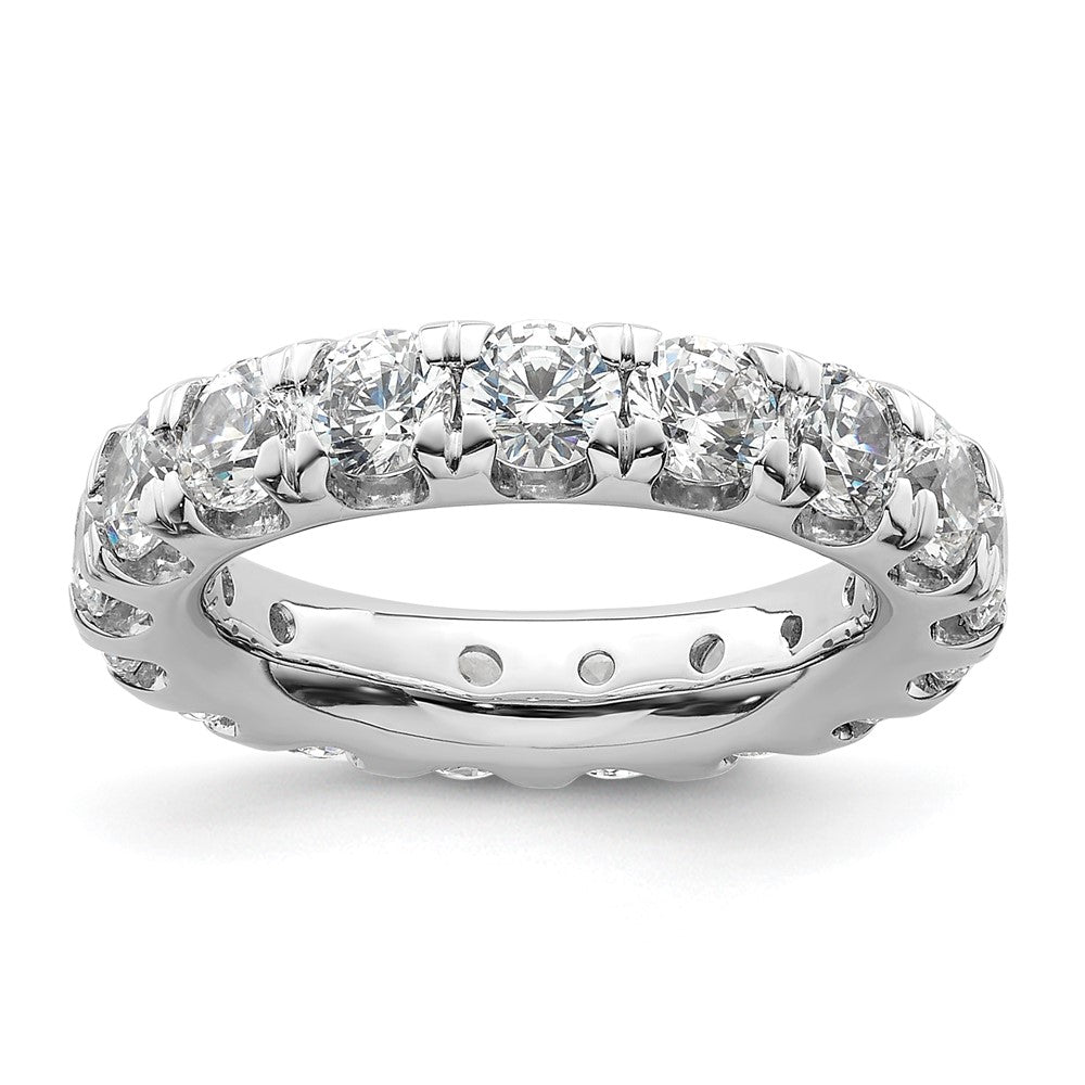 Solid Real 14k White Gold Polished U Shared Prong 3ct CZ Eternity Wedding Band Ring