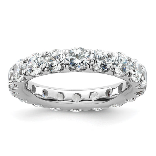 Solid Real 14k White Gold Polished U Shared Prong 3ct CZ Eternity Wedding Band Ring