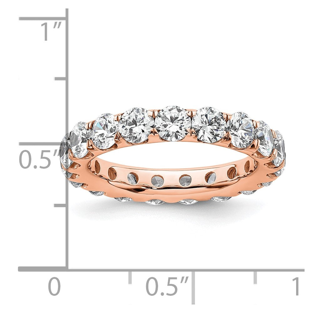 Solid Real 14k Rose Gold Polished U Shared Prong 3ct CZ Eternity Wedding Band Ring