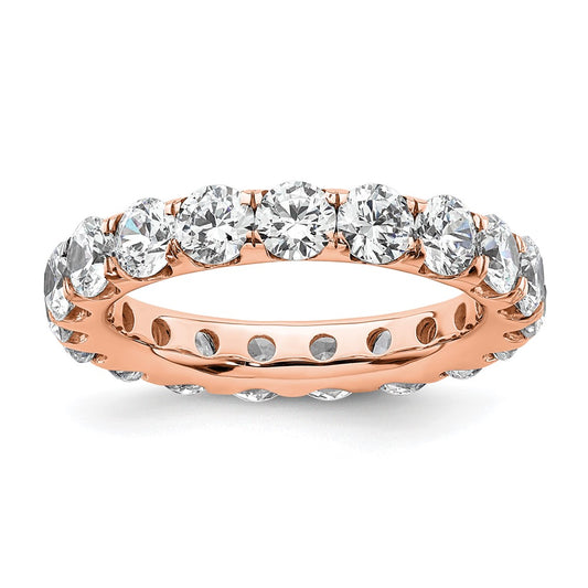 Solid Real 14k Rose Gold Polished U Shared Prong 3ct CZ Eternity Wedding Band Ring