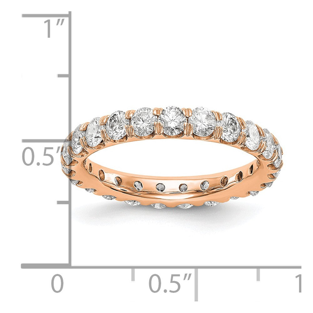 Solid Real 14k Rose Gold Polished U Shared Prong 3ct CZ Eternity Wedding Band Ring