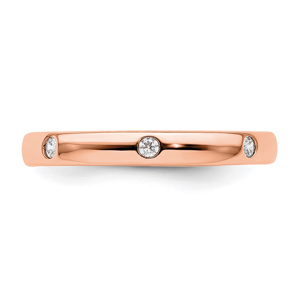 Solid Real 14k Rose Gold 1/10CT Polished Bezel Set CZ Eternity Wedding Band Ring