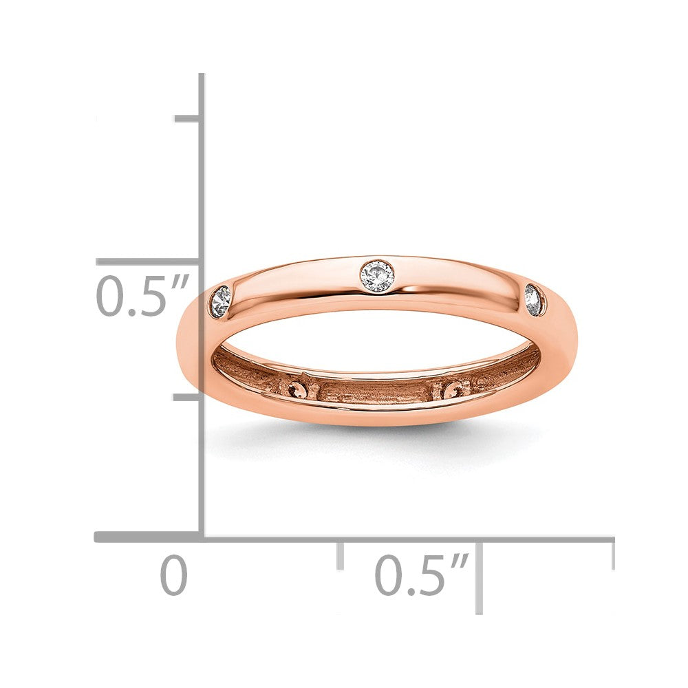 Solid Real 14k Rose Gold 1/10CT Polished Bezel Set CZ Eternity Wedding Band Ring