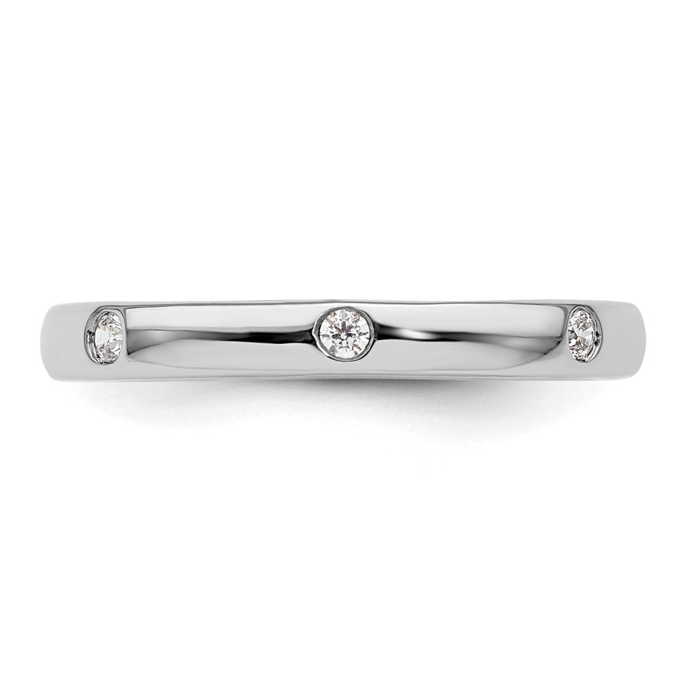 Solid Real 14k White Gold 1/10CT Polished Bezel Set CZ Eternity Wedding Band Ring