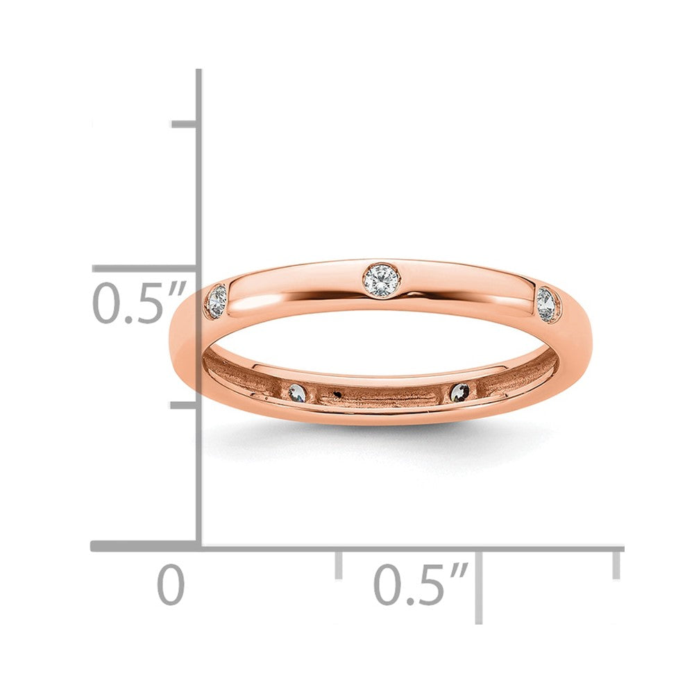 Solid Real 14k Rose Gold 1/10CT Polished Bezel Set CZ Eternity Wedding Band Ring