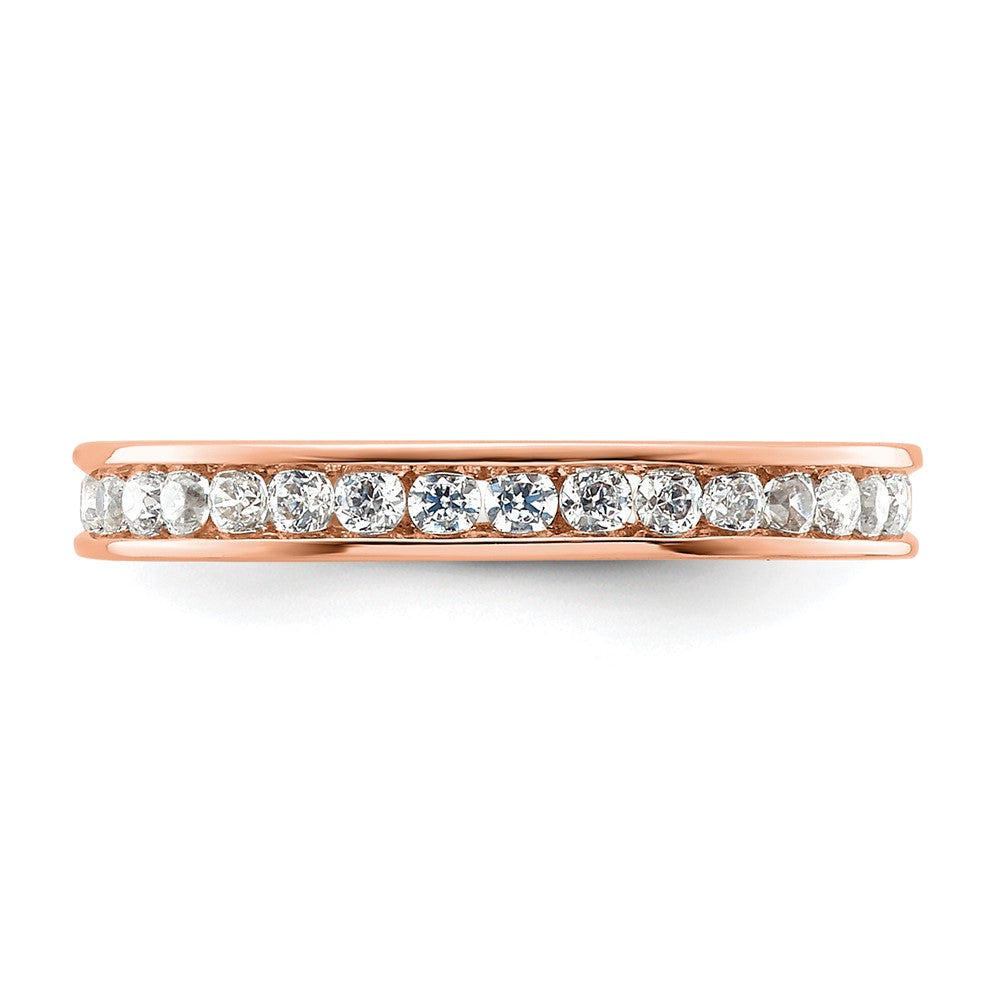 Solid Real 14k Rose Gold Polished 1/2ct Channel Set CZ Eternity Wedding Band Ring