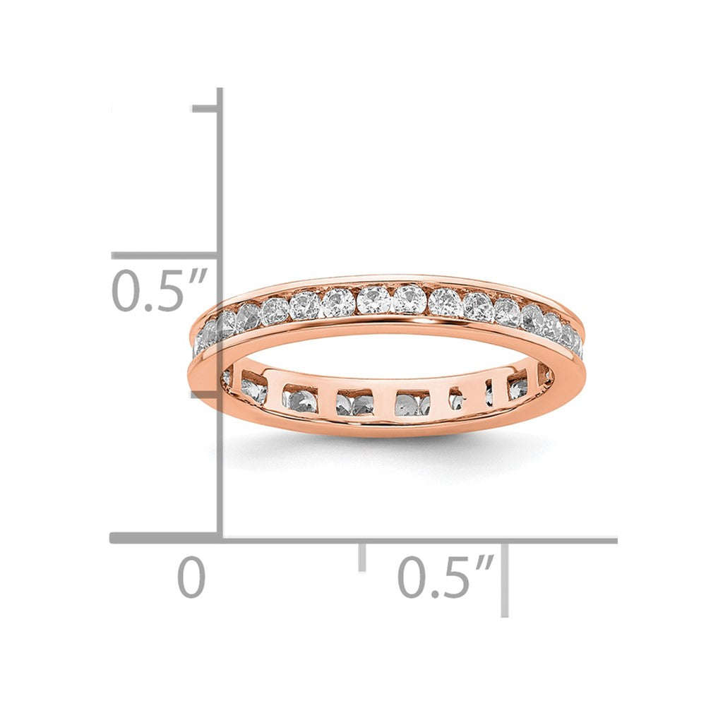 Solid Real 14k Rose Gold Polished 1/2ct Channel Set CZ Eternity Wedding Band Ring