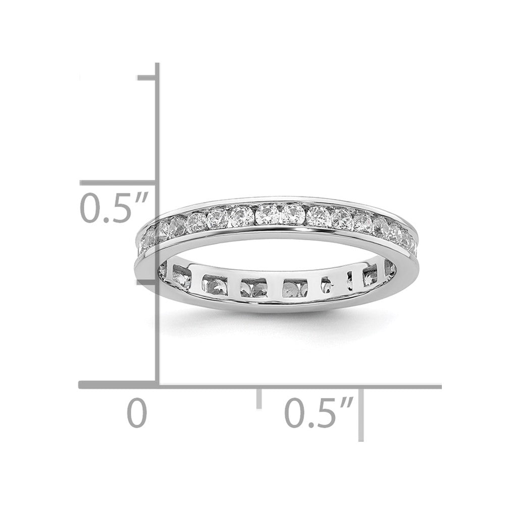 Solid Real 14k White Gold Polished 1/2ct Channel Set CZ Eternity Wedding Band Ring