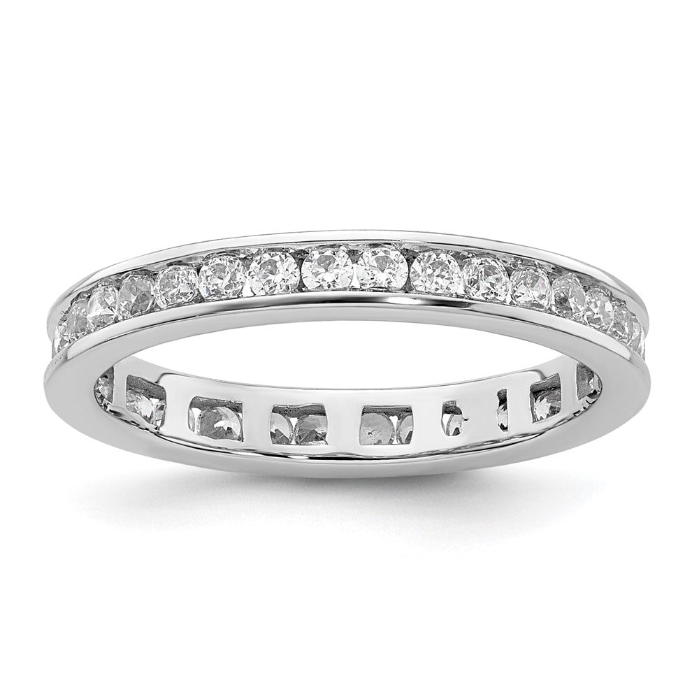 Solid Real 14k White Gold Polished 1/2ct Channel Set CZ Eternity Wedding Band Ring