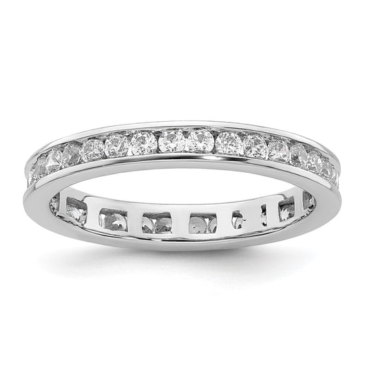 Solid Real 14k White Gold Polished 1/2ct Channel Set CZ Eternity Wedding Band Ring