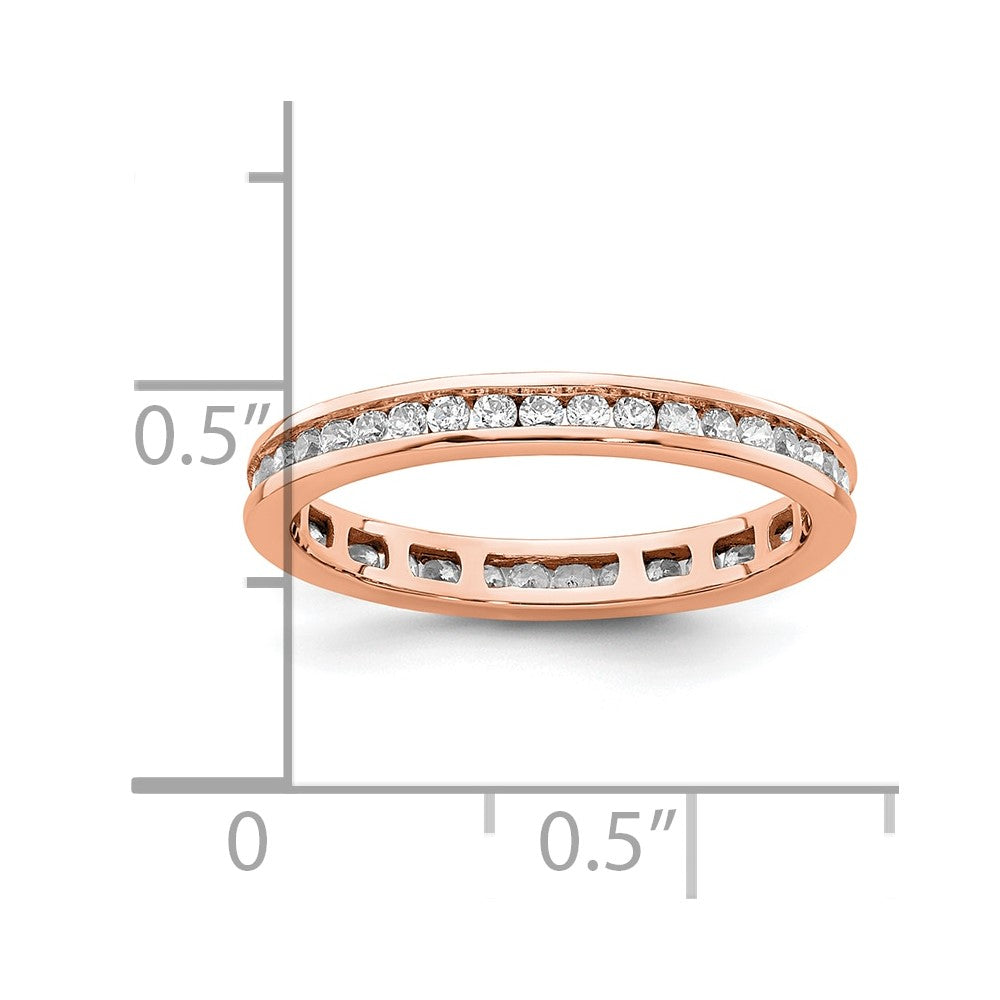 Solid Real 14k Rose Gold Polished 1/2ct Channel Set CZ Eternity Wedding Band Ring