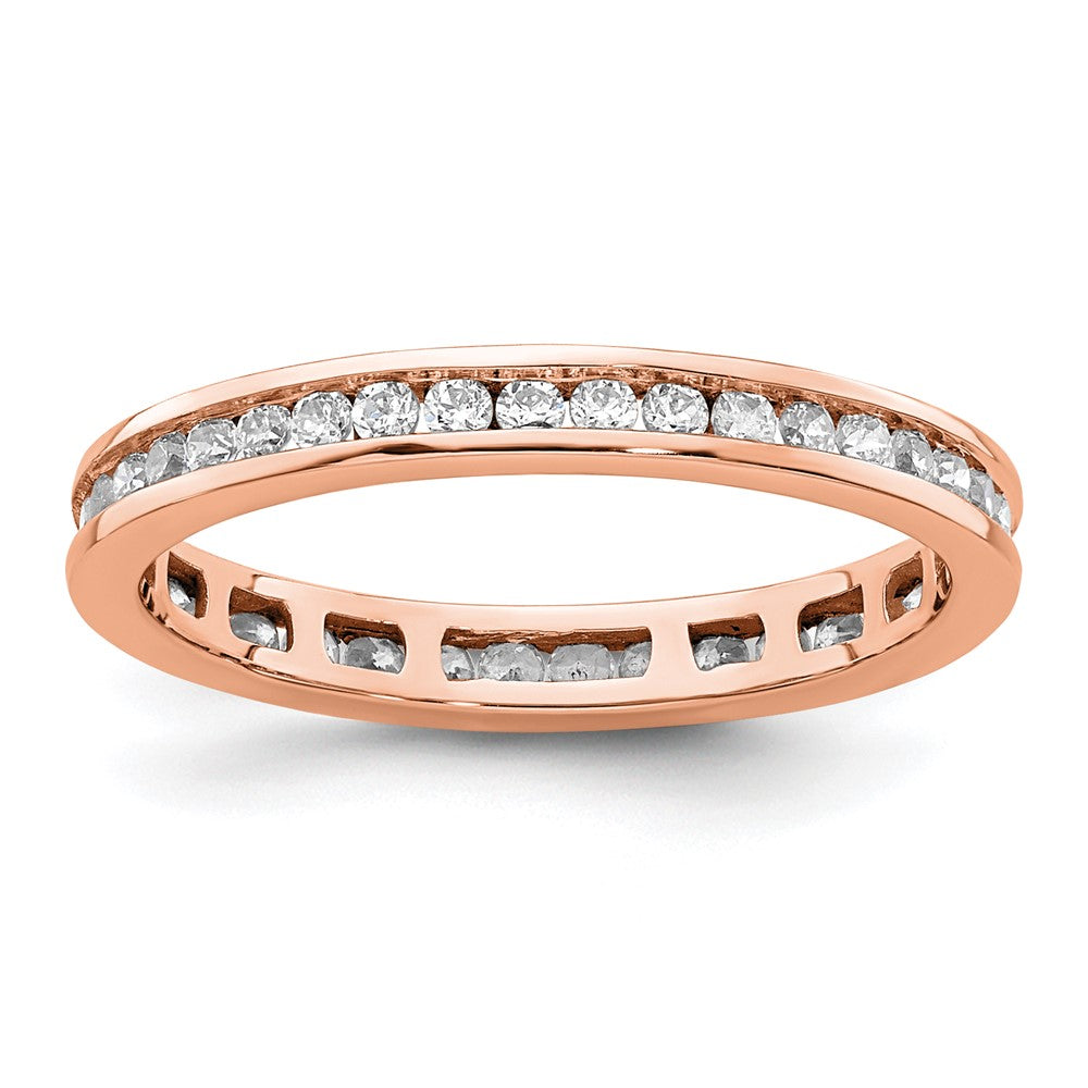 Solid Real 14k Rose Gold Polished 1/2ct Channel Set CZ Eternity Wedding Band Ring