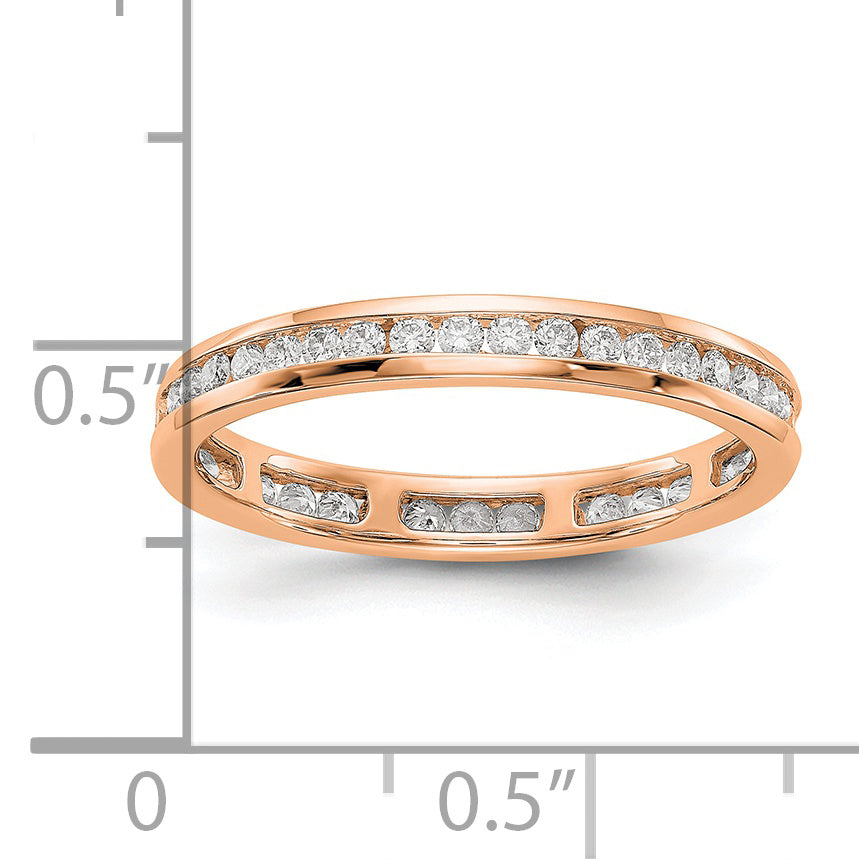 Solid Real 14k Rose Gold Polished 1/2ct Channel Set CZ Eternity Wedding Band Ring