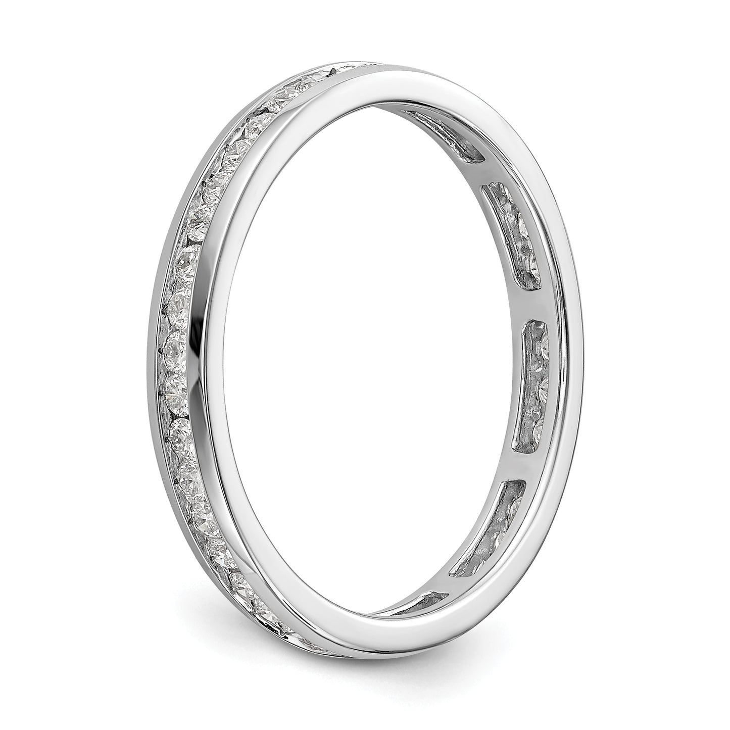 Solid Real 14k White Gold Polished 1/2ct Channel Set CZ Eternity Wedding Band Ring