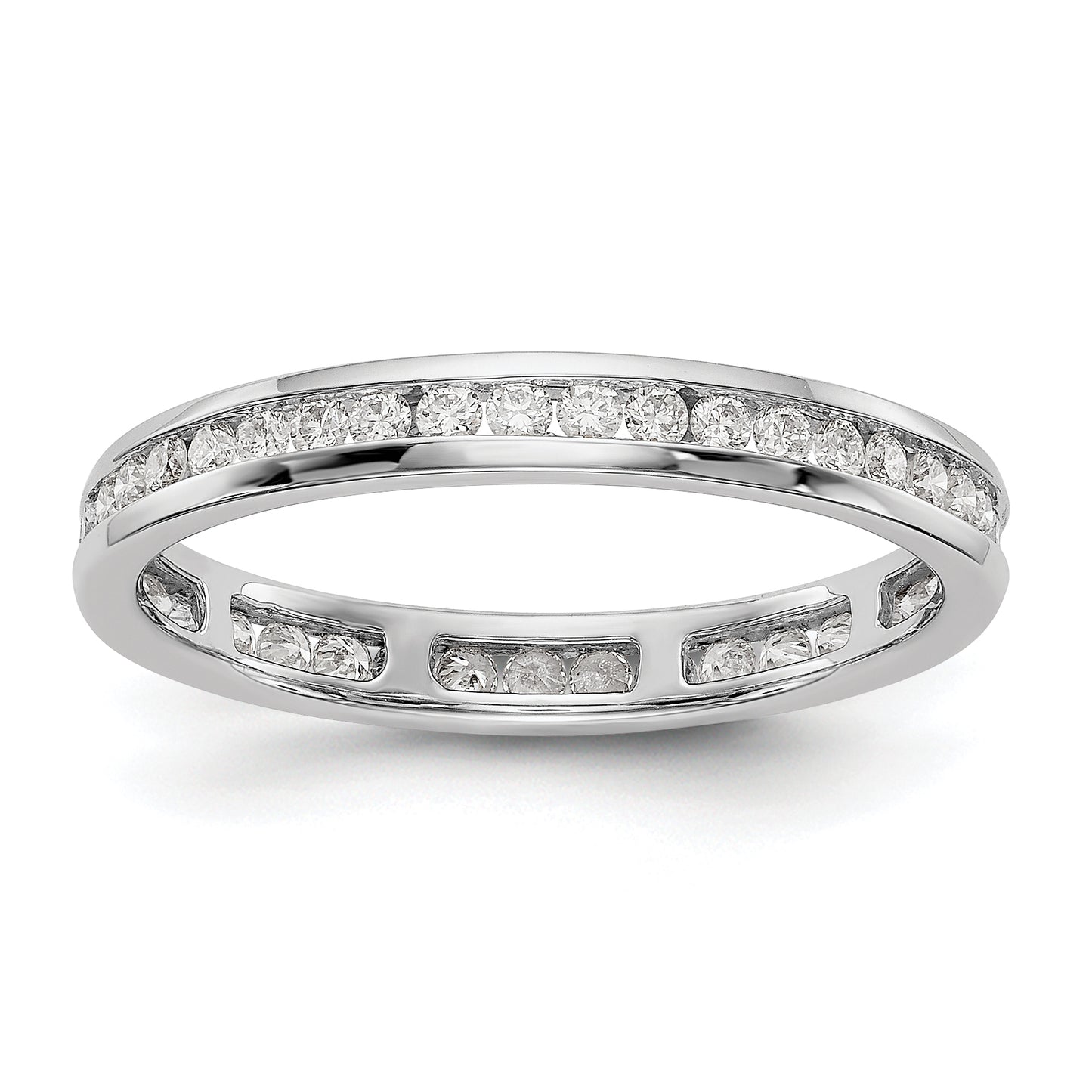 Solid Real 14k White Gold Polished 1/2ct Channel Set CZ Eternity Wedding Band Ring