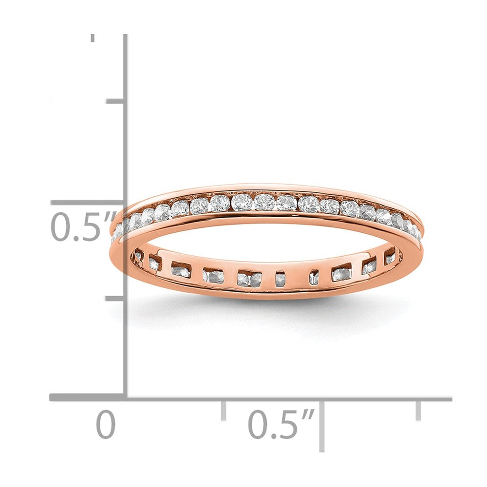 Solid Real 14k Rose Gold Polished 1/2ct Channel Set CZ Eternity Wedding Band Ring